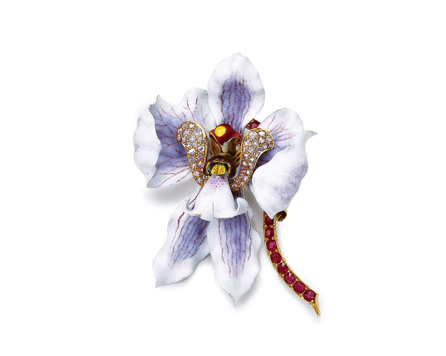 1889年パリ万博でメダルを受賞した蘭のブローチ。高いクオリティーでセンセーショナルを巻き起こした ©Tiffany & Co.